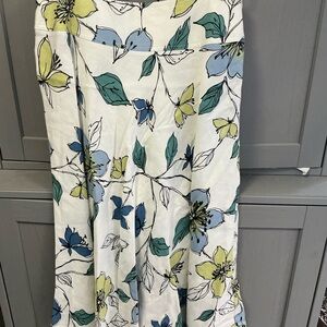 Emma James A-Line Skirt with Floral Design in Blue, Green, and Yellow